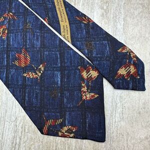 Ermenegildo Zegna Neck tie Abstract‎ Floral Silk Made Italy Blue Maroon